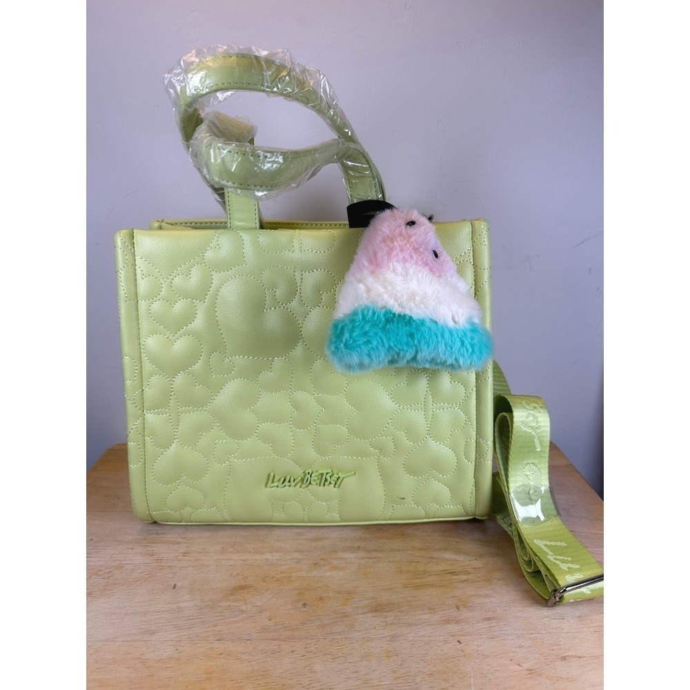Luv Betsey Betsey Johnson LBSIANN Puffy Hearts Crossbody Tote Bag Purse Quilted